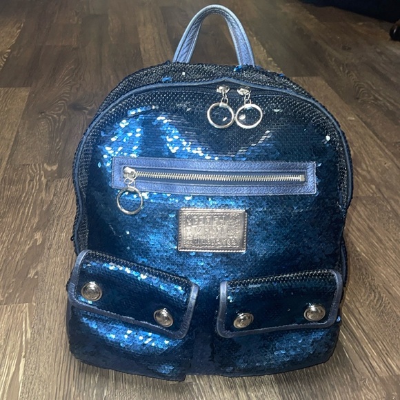 Authentic COACH Poppy Sequin Spotlight Backpack Blue 15348 School/Overnight Bkpk - Picture 1 of 13